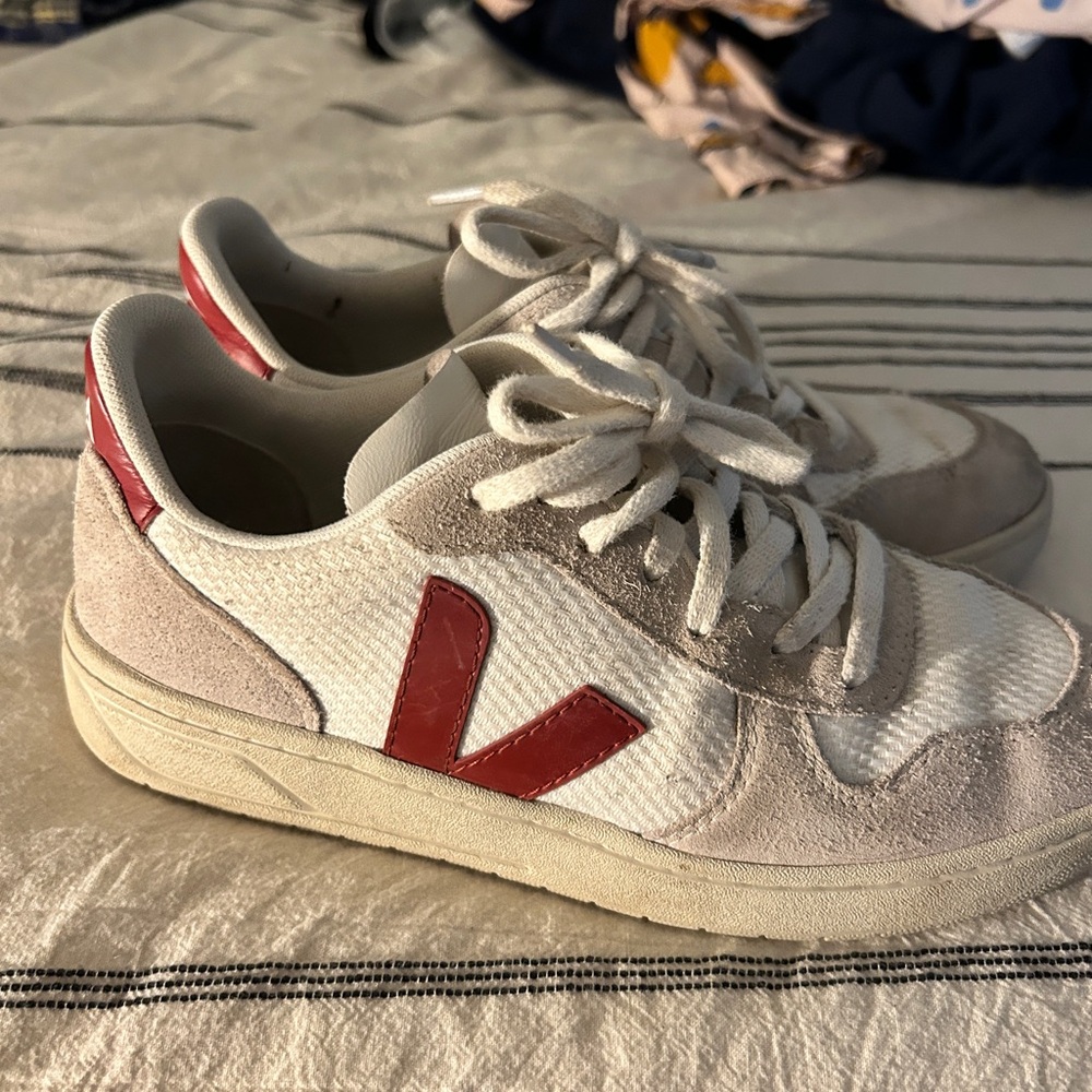 Veja White and Red Casual Sneakers